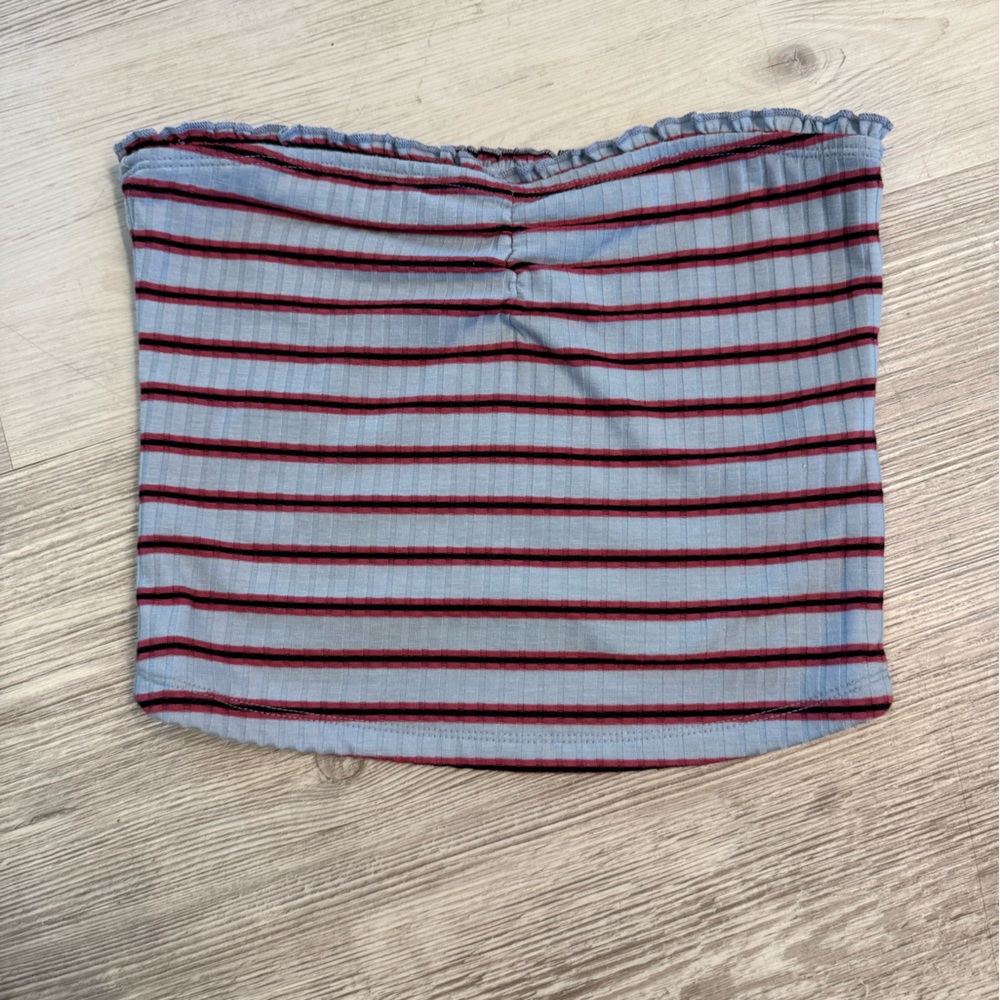 Striped Abercrombie Cropped Blue Red Tube Top Y2K 2000s